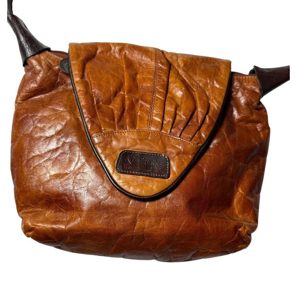 Vtg 70s LANDY WESTERN LEATHER Shoulder Crossbody Bag Brown Adjustable Long Strap - Picture 5 of 8